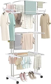 Synergy, Premium Heavy Duty Stainless Steel Foldable Cloth Drying Stand/Clothes Stand for Drying/Cloth Stand/Clothes Dryer- White (4 Tier), Sy-Cs21-L4