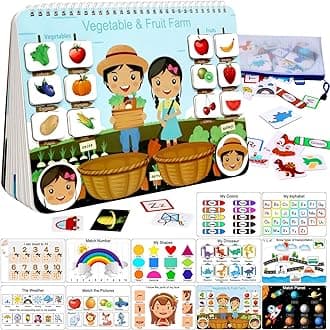Busy Book for Kids, Montessori Toys for Toddlers, Autism Sensory Educational Toys, 12 Pages Toddler Preschool Activity Binder and Early Learning Toys Book - for Boys & Girls Develops Fine Motor Skills