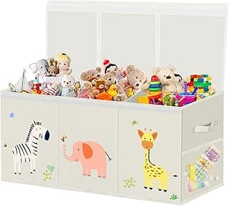 homyfort Extra Large Toy Box, Collapsible Sturdy Toy Storage Organizer with Lids for Boys Girls Toy Chest Bin for Living Room, Playroom, Bedroom, Nursery