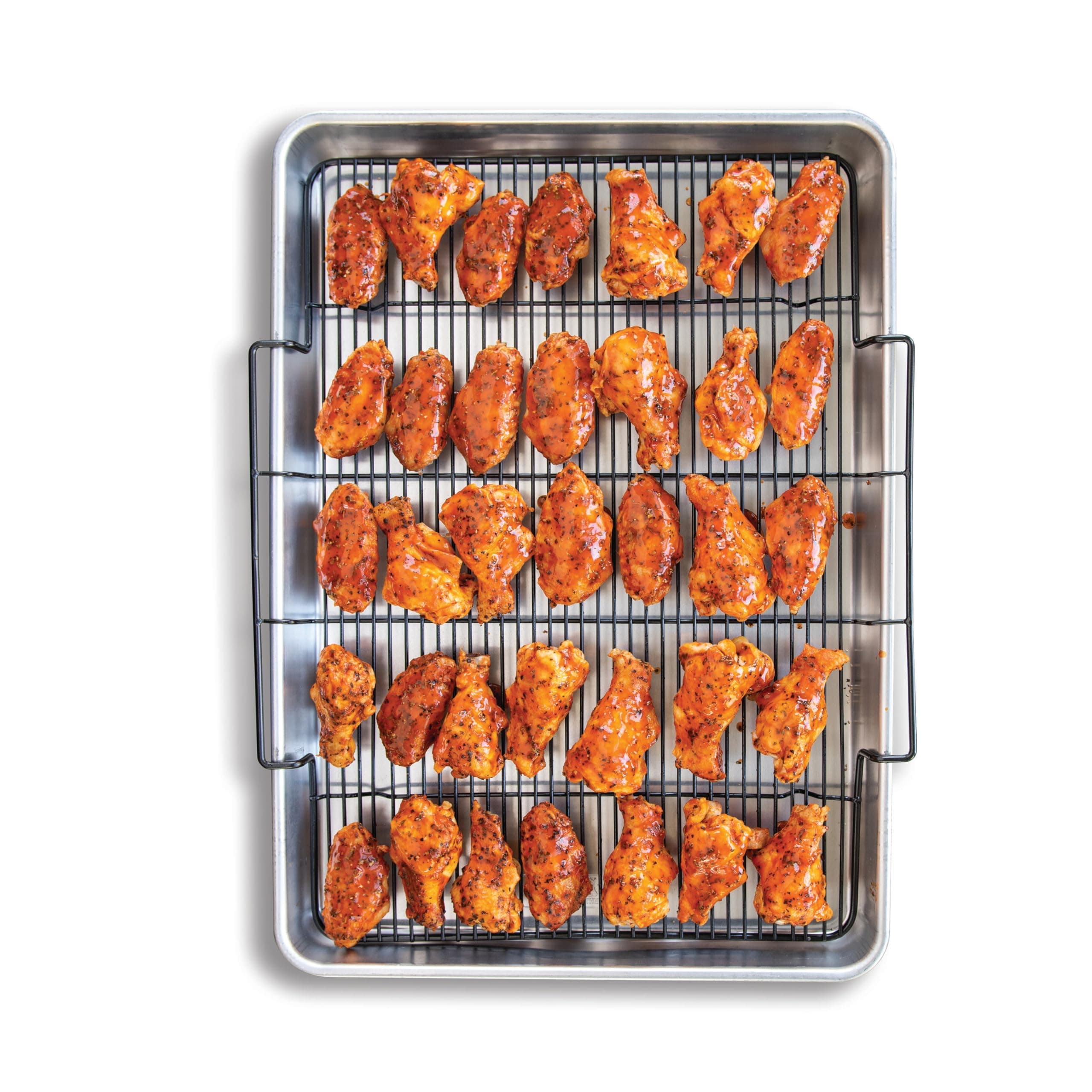 Extra Large Oven Crisping Baking Tray, with Rack, Silver