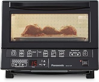 Panasonic FlashXpress Toaster Oven Countertop, 4-Slice Compact Size with Double Infrared Heating, 6 Auto Cook Options and Precise Temperature Control, 1300W - NB-G110P-K (Black)