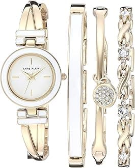Women's Crystal Accented Bangle Watch and Bracelet Set