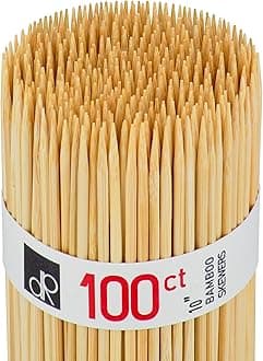 DecorRack[6"/8"/10"/12"] Natural Bamboo Skewers Sticks, Wood Skewers for BBQ, Grilling, Kabob, Appetizers, Fruits, Smores, Cocktail, Brunch, Fondue Sticks, Barbeque, DIY Crafting, 10 inch (100 pack)
