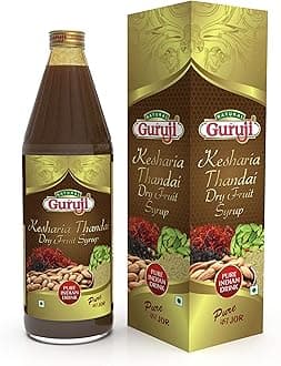 Jai Guruji Kesharia Thandai Dry Fruit Syrup Sharbat Instant Refreshing Drink For Summer (Mix with milk Only) 750ml
