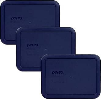 Pyrex 7210-PC 3-Cup Blue Food Storage Replacement Lid (3-Pack) - Made in USA