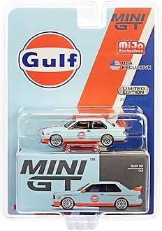 M3 E30 #10 ''Gulf Oil Light Blue with Orange Stripes 1/64 Diecast Model Car by True Scale Miniatures MGT00314, MGT00314-MJ