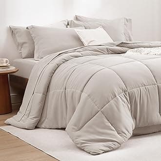 BedsureBeige Queen Comforter Set - 7 Pieces Solid Queen Bed in a Bag, Queen Bed Set Beige with Comforters, Sheets, Pillowcases & Shams