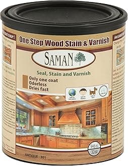 Interior One Step Wood Seal, Stain and Varnish –Oil Based Odorless Dye - Protection for Furniture and Fine Wood (Antique SAM-301, 32 oz)