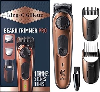 King C. Gillette Beard Trimmer PRO with 40 beard length settings in precise 0.5mm steps, cordless design & 1 trimmer, 1 brush, 2 combs, 1 charger and 1 T-blade
