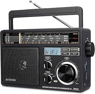 Retekess TR618 AM FM Radio Plug in Wall, Portable Shortwave Radios, Support SD, Micro SD and USB Flash Drive, AM FM Radios with Best Reception for Home Kitchen or Drive in