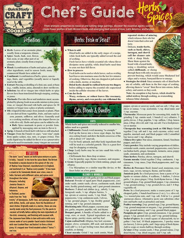 Chef's Guide to Herbs & Spices: A Quickstudy Laminated Reference Guide (Quickstudy Reference Guide) Pamphlet – 1 Nov. 2018