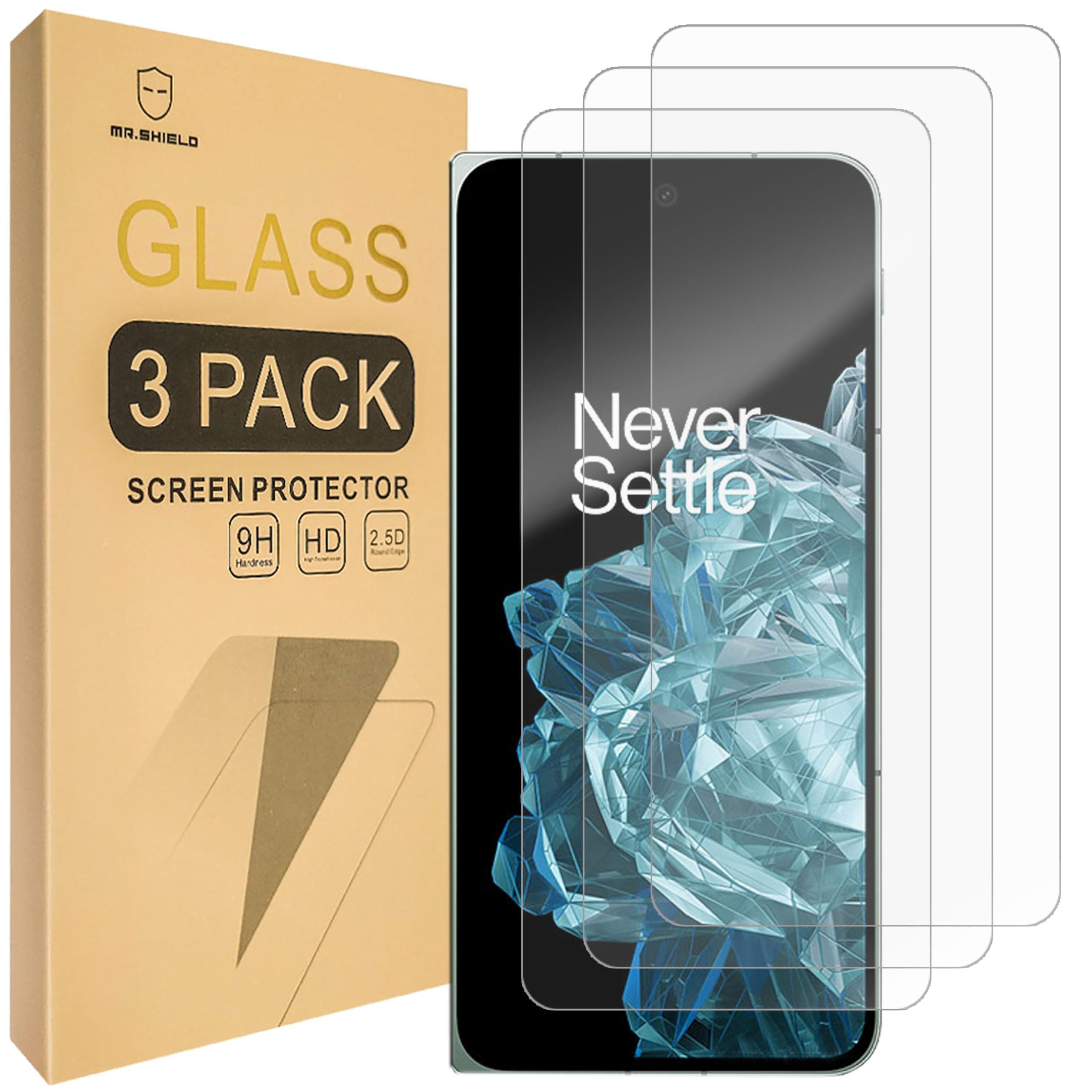Mr.ShieldScreen Protector for OnePlus Open [Front Screen Only] [Shorter Fit for Case Version] Tempered Glass [9H Hardness] [3 Pieces] Bubble Free Screen Protector