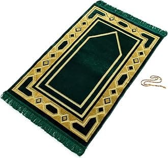 GOLD CASE Home Collection Islamic Prayer Mat - Islam Praying Rug for Muslim Women & Men - Soft Turkish Salah Mats Eid & Ramadan Gifts - Pray Bead (Tesbih) Included - Made in Turkiye - Green