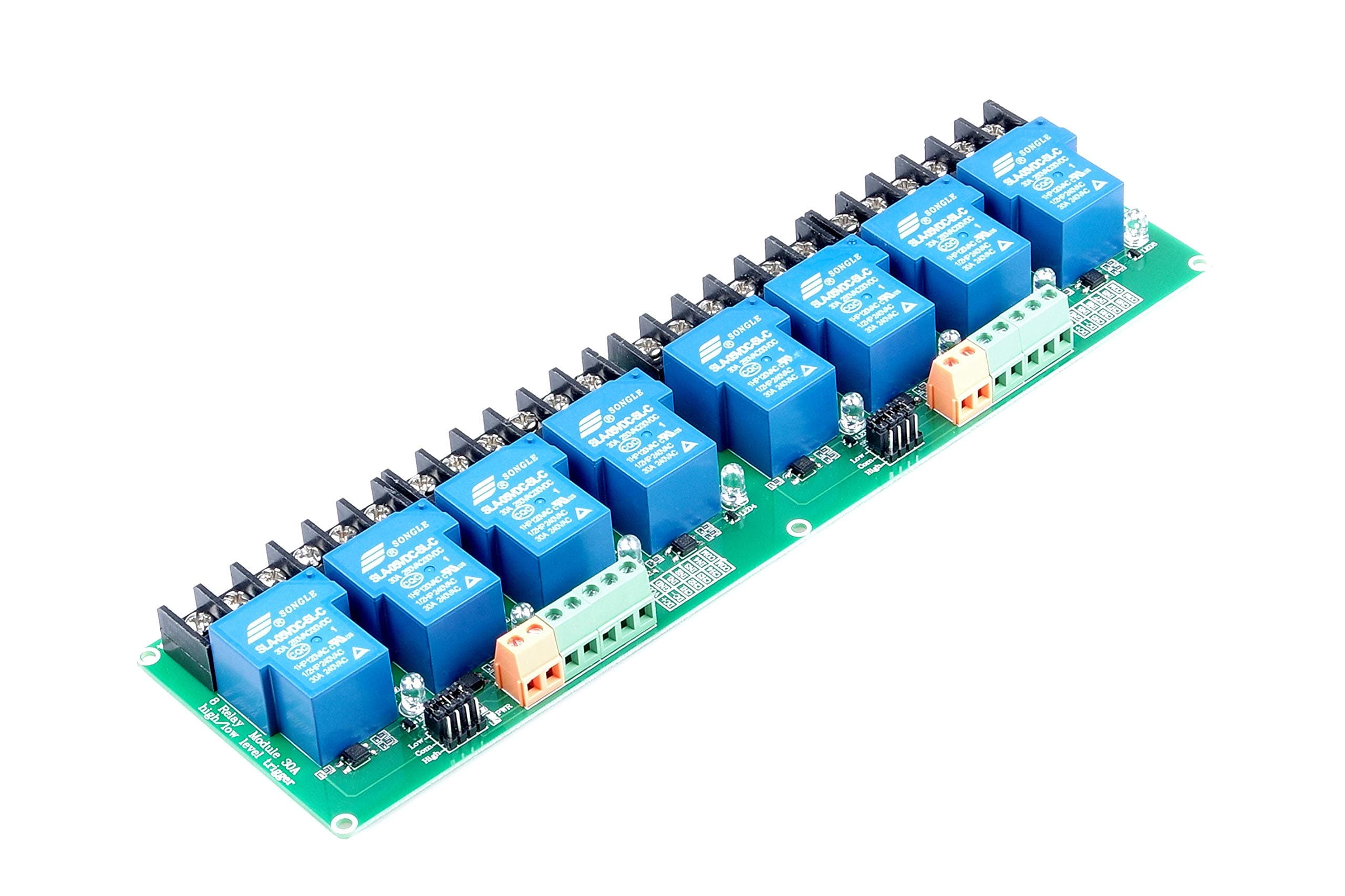 KNACRO 8-Channel Relay Module High Low Level Triggering Optocoupler Isolation Load 30A DC 30V AC 250V for PLC Automation Control, Industrial System Control(DC 5V 8-Channel)
