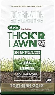 Turf Builder Thick'R Lawn Southern Gold Blend for Tall Fescue Lawns - Grass Seed, Grass Fertilizer, and Soil Improver, Covers 1,200 sq. ft.,12 lb.