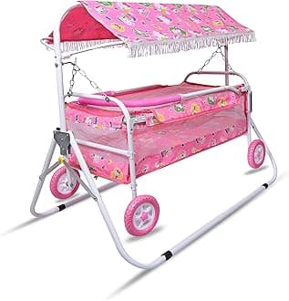 AVANI METROBUZZ Baby Folding Cradle Swings Jhula Palna Comfortable Sleep with Mosquito Net for 0-13 Months Infant & Toddlers Newborn Babies