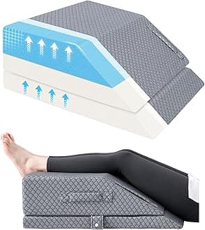 Wellsin 2 Height Adjustable Wedge Leg Pillow for Elevation, Memory Foam Leg Elevation Pillows for Swelling with 3 Handles and Washable Cover