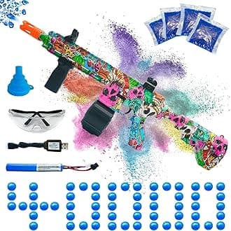 Electric Gel Ball Blaster, High Speed Automatic Splatter Ball Blaster with 40000 Water Beads and Goggles, JIFTOK Rechargeable Splatter Ball Toys for Outdoor Activities Shooting Game Party Favors-Color