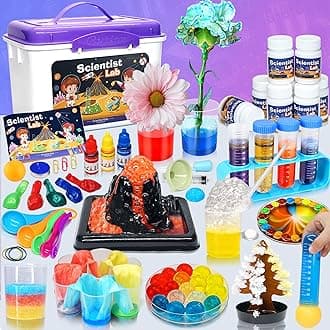 Educational Science Kit for Kids - 56 Science Lab Experiments with Lab Coat Scientist Costume, Science Kits for Kids Age 6-8-10-12, 70+ PCS DIY Stem Projects, Educational Toys for Girls Boys