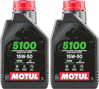 104080 5100 4T Hybrid 15W-50 API SM Technosynthese Semi Synthetic Engine Oil for Bikes (1 L) (Pack of 2)