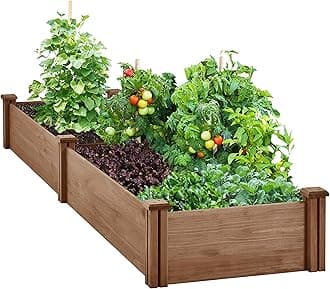 Yaheetech 8×2ft Wooden Horticulture Raised Garden Bed Divisible Elevated Planting Planter Box for Flowers/Vegetables/Herbs in Backyard/Patio Outdoor, Dark Brown, 97 x 25 x 11in