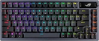 ASUS ROG Azoth 75 Wireless DIY Custom Gaming Keyboard, OLED display, Gasket-Mount, Three-Layer Dampening, Hot-Swappable Pre-lubed NX Red Switches & Keyboard Stabilizers, PBT Keycaps, US layout