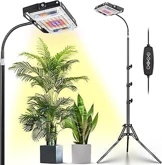 LORDEM Grow Lights for Indoor Plants, Full Spectrum LED Plant Light with Stand, 63" Height Adjustable Growing Lamp with Auto On/Off Timer 4H/8H/12H, 6 Dimmable Brightness, Perfect for Large Plants