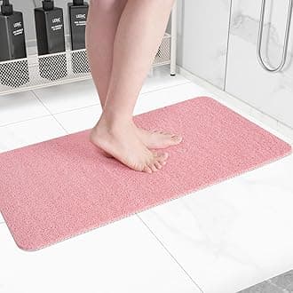 Non-Slip Bathtub Mat, Anti Slip Shower Mat, Fast Drying Bathtub Mats, Foot Scrubber Mat, Anti Slip Mat for Tub, Floor, Bathroom, Kitchen, Home, Hotel (Pink 36"×24")