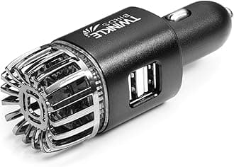 - Car Air Purifier Ionizer - 12V Plug-in Ionic Anti-Microbial Car Deodorizer with Dual USB Charger - Smoke Smell, Pet and Food Odors, Allergens, Viruses Eliminator for Car (Matte Black)