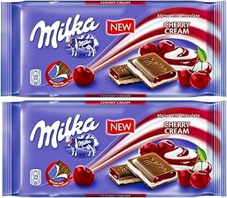 2 Pcs Milka Alpine Milk Chocolate Bars Vanilla Cherry Cream