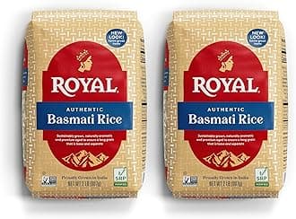 Royal - Naturally Aged Authentic Long Grain Indian White Basmati Rice, 2 lb (Pack of 2)