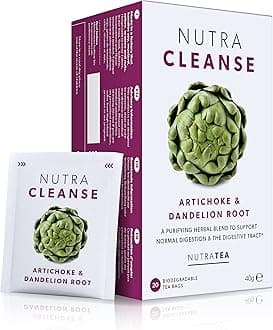 Nutra Tea NUTRACLEANSE - Detox Tea|Cleanse Tea - Helps Relieve Constipation & Encourage Digestion With Dandelion Root, Artichoke & Milk Thistle - 60 Individual Wrapped Bags - Herbal Infusion (3 Pack)