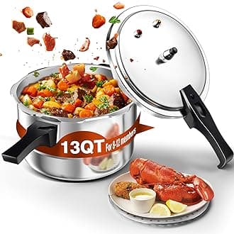 WantJoin 12Qt Aluminum Pressure Cooker w/Release Valve & Multiple Protective Devices,Pressure Canner Compatible with Gas & Induction Cooker,Canner Rack Included