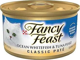 Purina Fancy Feast Classic Pate Ocean Whitefish and Tuna Feast Classic Grain Free Wet Cat Food Pate - (Pack of 24) 3 oz. Cans