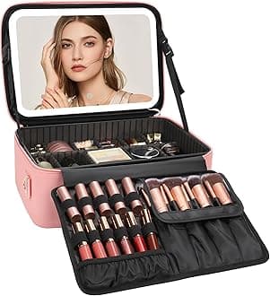 Relavel Travel Makeup Train Case Makeup Cosmetic Case Organizer Portable Artist Storage Bag with Adjustable Dividers for Cosmetics Makeup Brushes Toiletry Jewelry