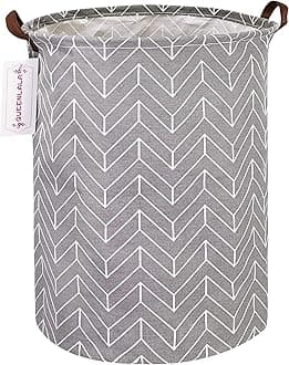 QUEENLALA Large Storage Basket,Laundry Hamper/Bathroom/Home Decor/Collapsible Round Storage Bin,Boys and Girls Hamper/Boxes/Clothing(Grey Wheat)