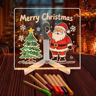 LED Note Board With Colors - Glowing Acrylic Message Marker, Illuminating Dry Erase With Sturdy Stand, Memo Letter With Interactive Light, White for Idea Generation (5.9*5.9in)