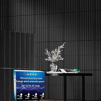 12 Pack Large Fold Soundproof Wall Panels, 12 x 12 x 0.47 in Sound Proof Foam Panels for Walls, 1.2lb/ft³ High Density, Thicker 0.47in, Acoustic Panels, Sound Dampening Panels Black