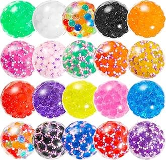 Stress Ball Fidget Toys for Kids: Party Bag Fillers Sensory Gifts Pack - Squishy Balls with Water Beads - Stocking Stuffers Anxiety Relief Set for Autism Boys Girls 20 PCS