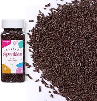 Chocolate Jimmies Sprinkles for Cake Decorating, 3.52oz Edible Chocolate Brownie Sprinkles for Cupcake Toppers Ice Cream Cookie Baking