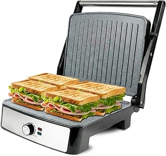 - Wipro Elato BS205 2200 Watt Super Jumbo Ceramic Grill Sandwich Maker, Multi Heating Modes, 180° Open Sandwich Griller,Non-Toxic BPA,PTFE,PFOA&PFAS Free, 2 Year Warranty,Regular Bread Size for 4 Slices