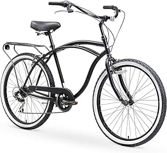 Around The Block Men's Beach Cruiser Bike, Hybrid Bicycle with Rear Rack, Multiple Speed and Color Options