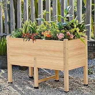 Amerlife 4x2 Ft Raised Garden Bed - Features Legs, Drainage Holes, 16 Inch Depth Ideal for Vegetables, Flowers, Herbs, Elevated Wood Planter Box for Balcony, Patio, and Backyard, Easy Assembly