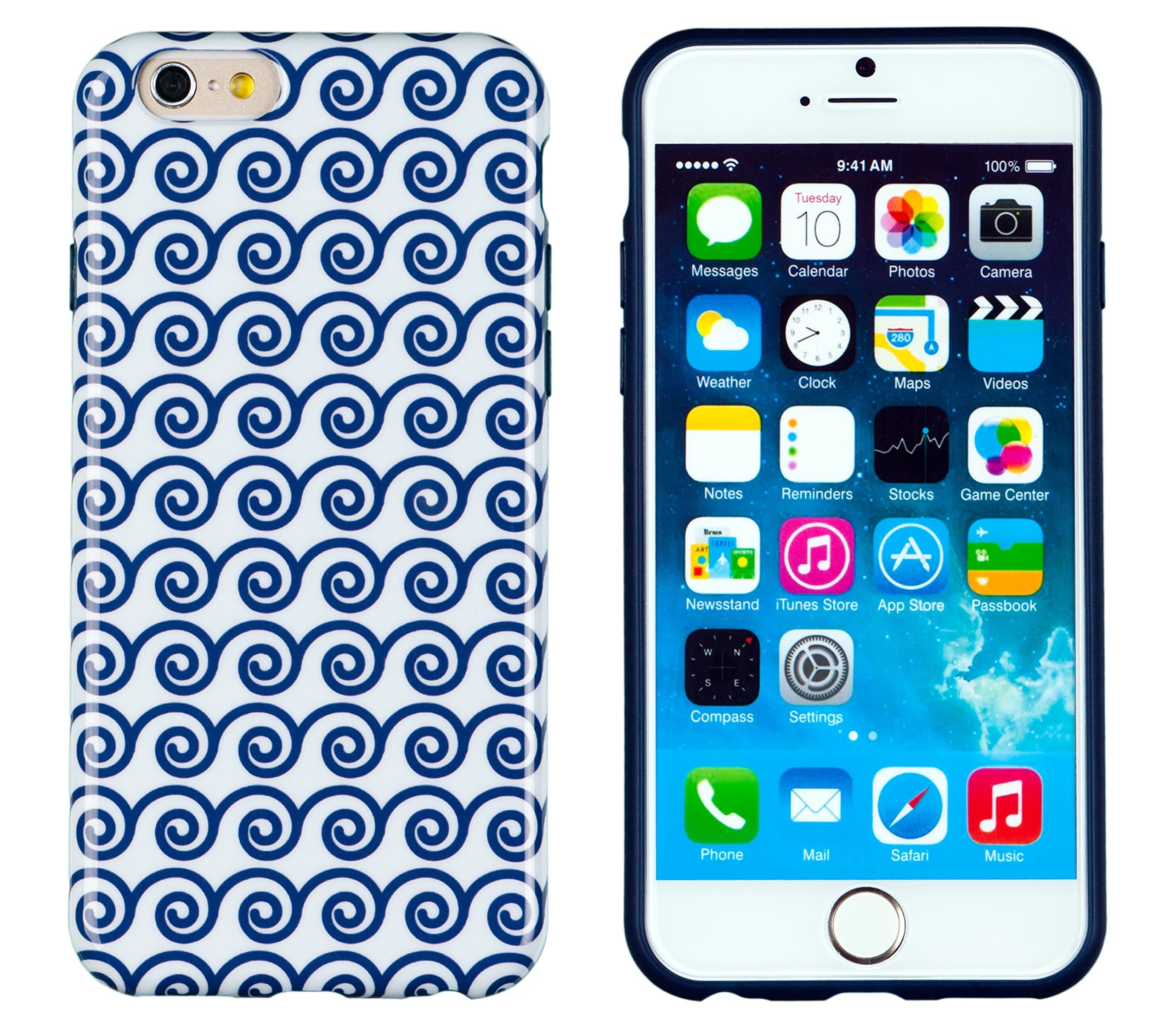 iPhone 6 Case, DandyCase Perfect Pattern *No Chip/No Peel* Flexible Slim Case Cover for Apple iPhone 6 (4.7" Screen) [Navy Blue Geometric Swirl]