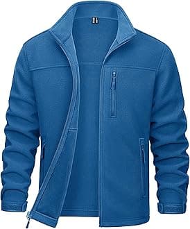 Men's Zip Up Polar Fleece Jacket Without Hood Active Golf Jackets with 3 Pockets