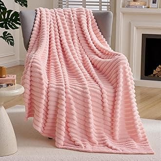 Joiedomi Pink Throw Blanket for Couch, Soft & Warm Pink Fleece Blankets Gifts for Women Mom Girls, Cozy Cute Soft Throw 50x60 Inches