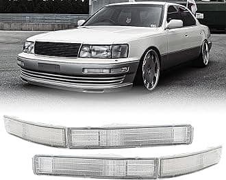 USR 90-94 LS400 Turn Signal Lights - JDM Style All Clear Lens Front Bumper Lamps Set (Left + Right, Inner + Outer, 4 Pieces) Compatible with 1990-1994 Lexus LS400