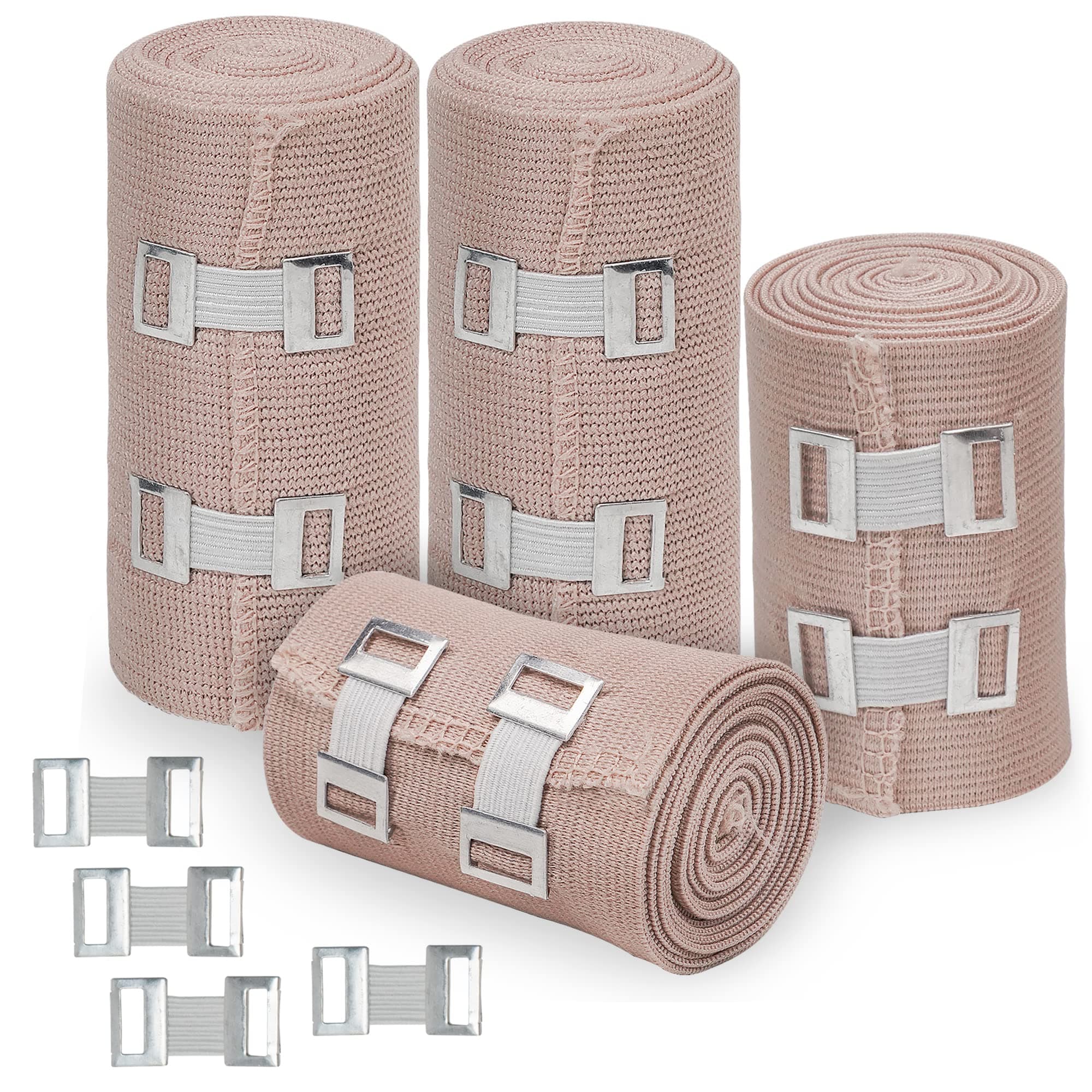 Elastic Bandage Wrap Compression Rolls with Hook and Loop Closure