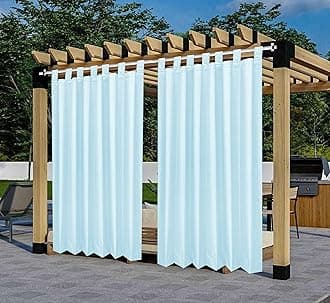 Polyester 300GSM Fabric Waterproof Rain & Sun Blockage Curtains(SkyBlue 4.5 X 7.5 Feet,Piece of 1) with Top Style Loop Used for Door,Balcony,Outdoor & Indoor Area