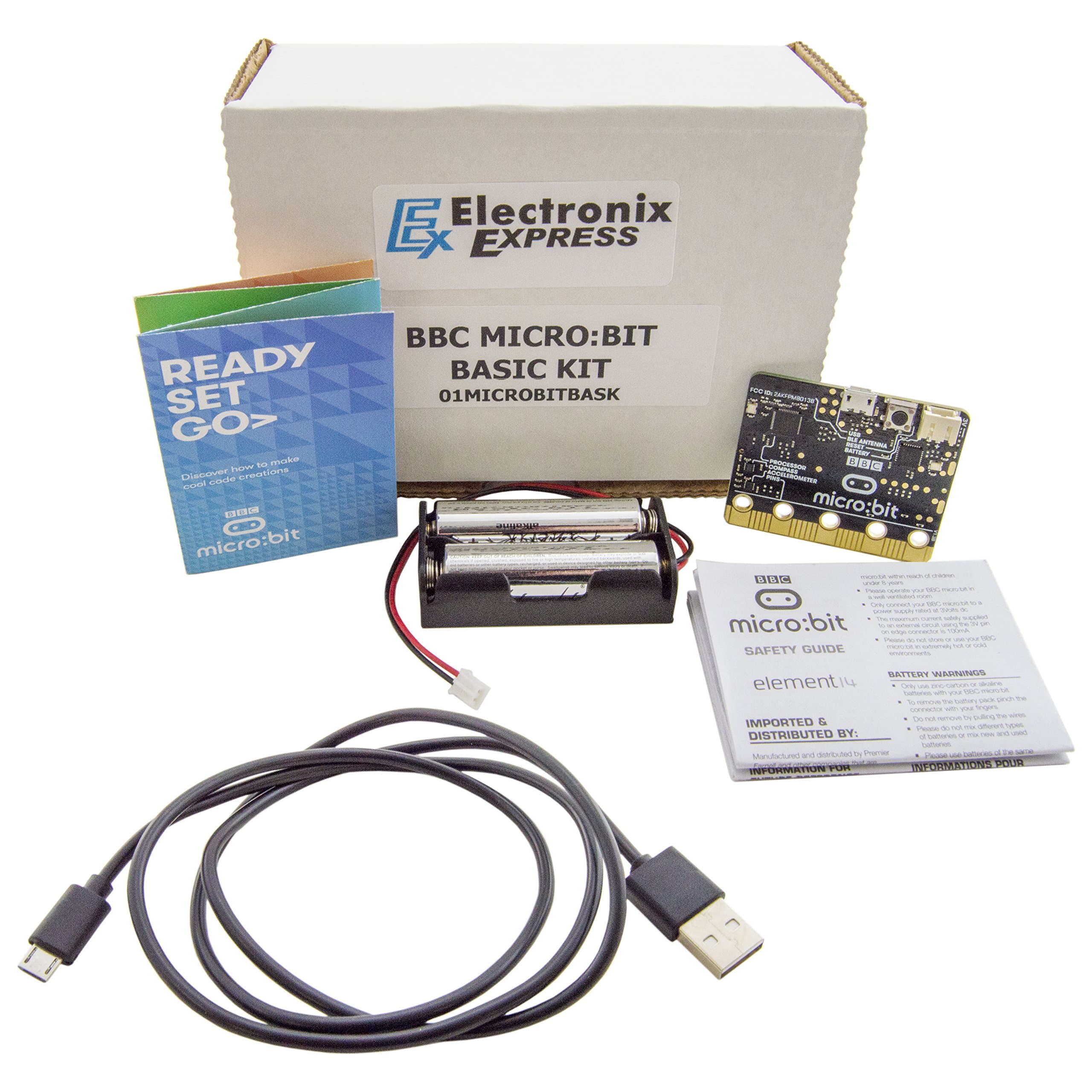 BBC Micro:bit V2 Board with MicroUSB Cable and Battery Pack - Programmable SBC Computer for Coding and Programming